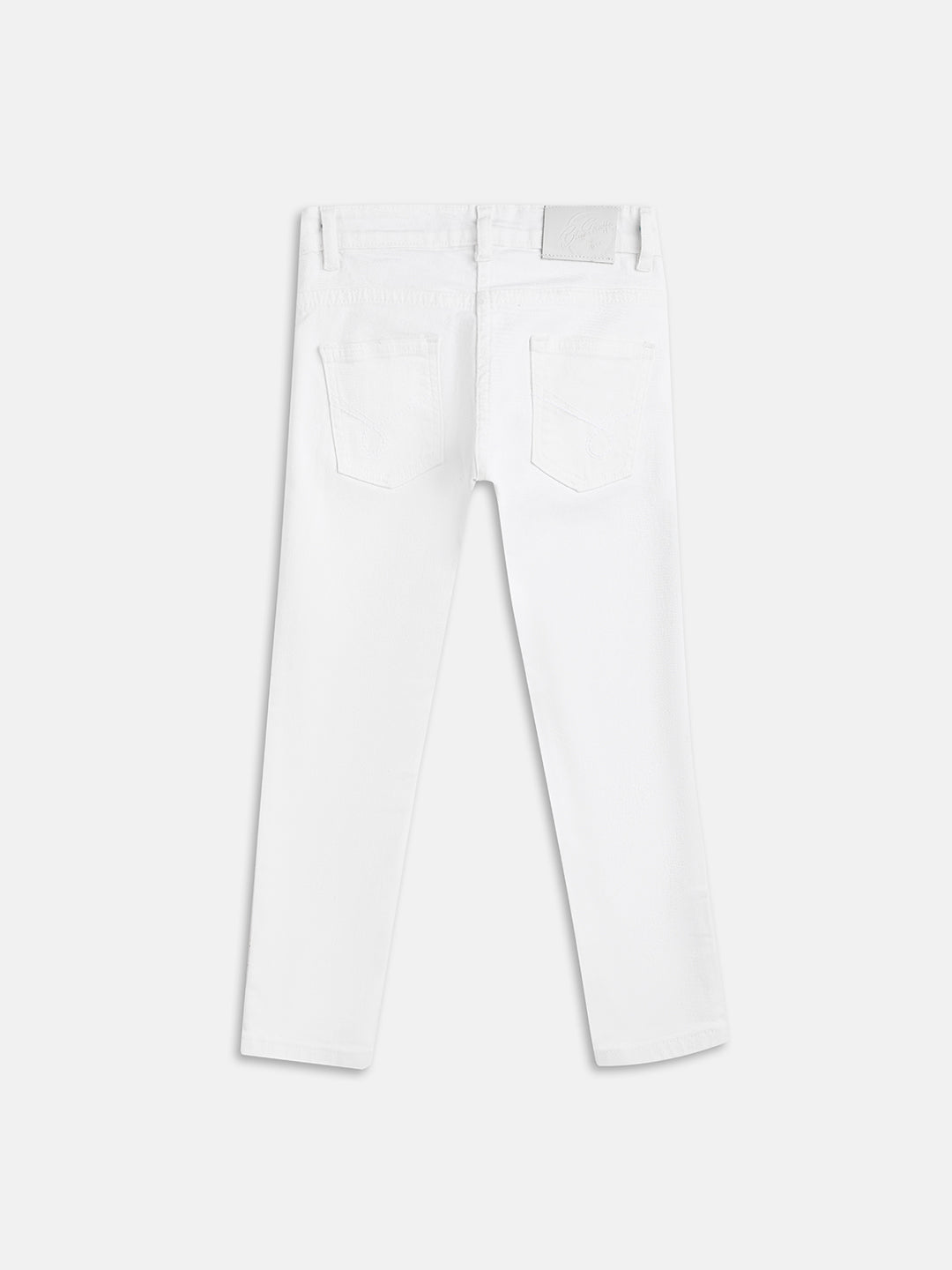 Blue Giraffe Girls White Printed Regular Fit Jeans