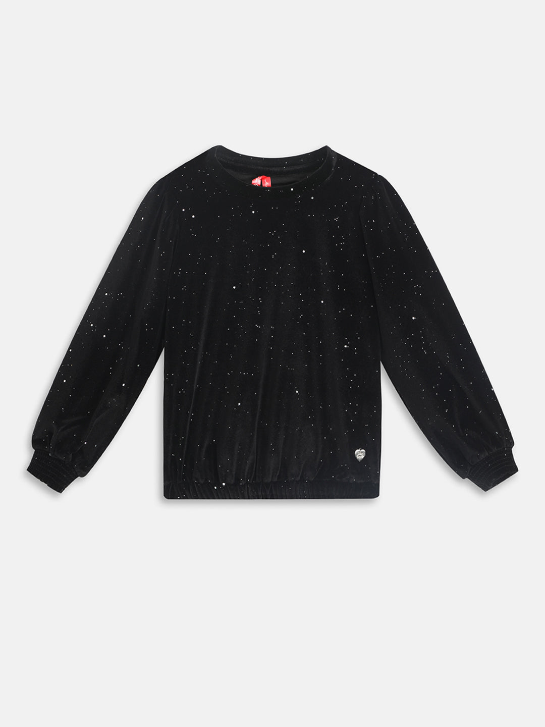 Blue Giraffe Girls Black Printed Round Neck Top