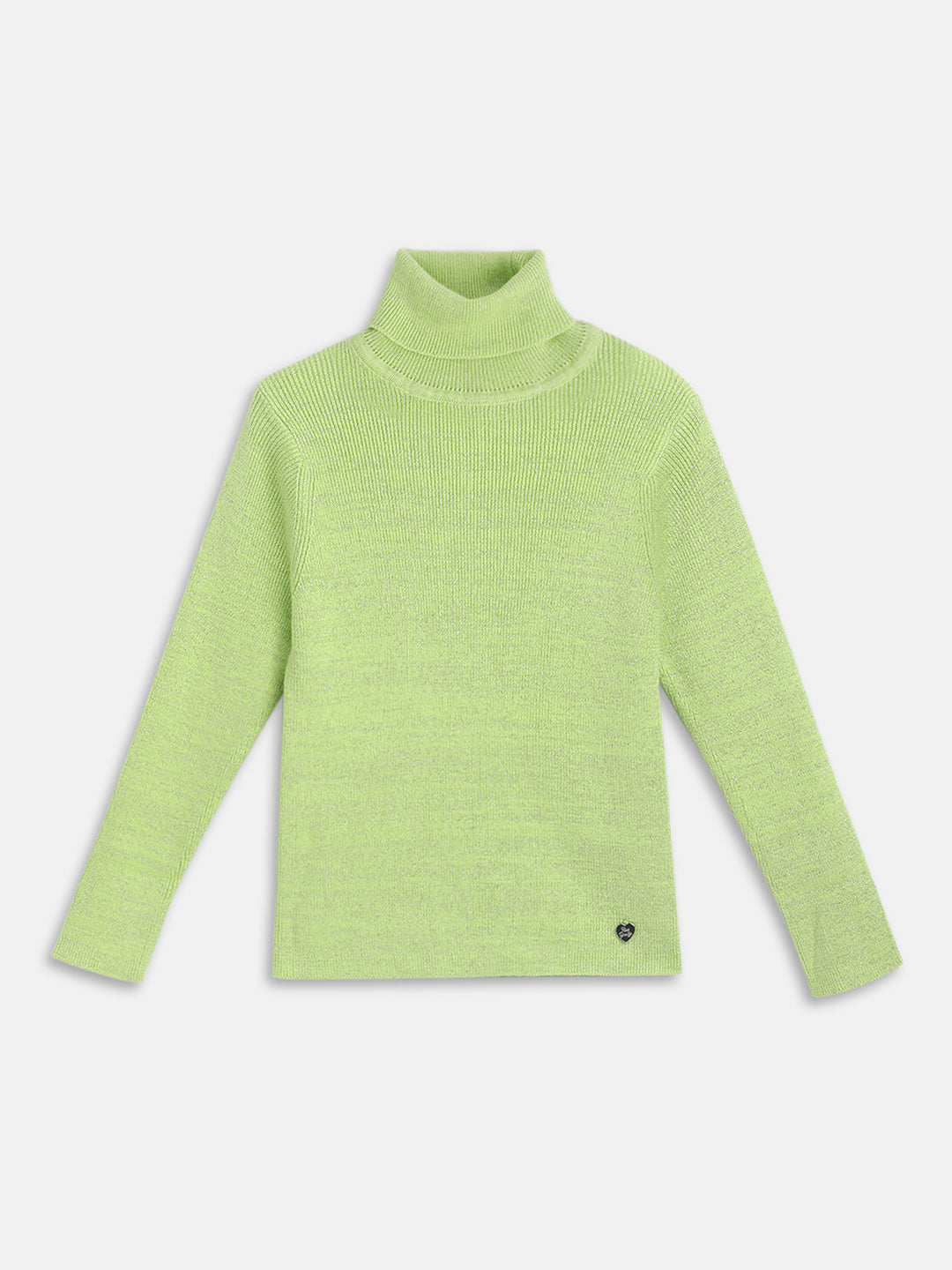 Blue Giraffe Girls Green Solid Turtle Neck Sweater