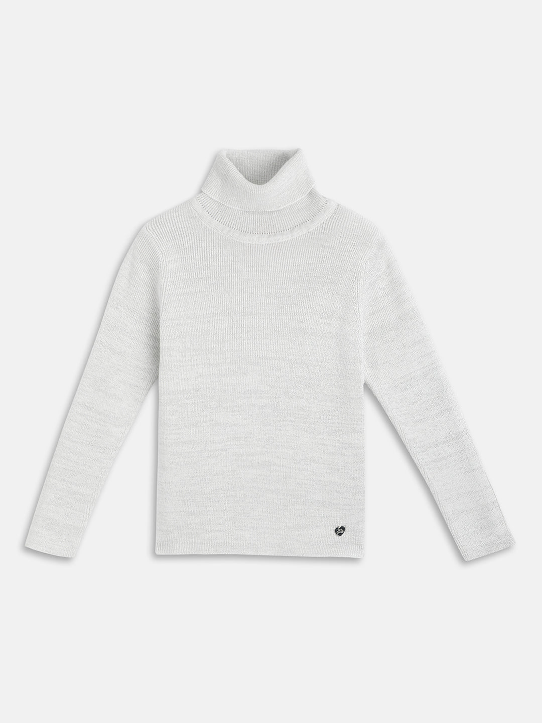 Blue Giraffe Girls White Solid Turtle Neck Sweater