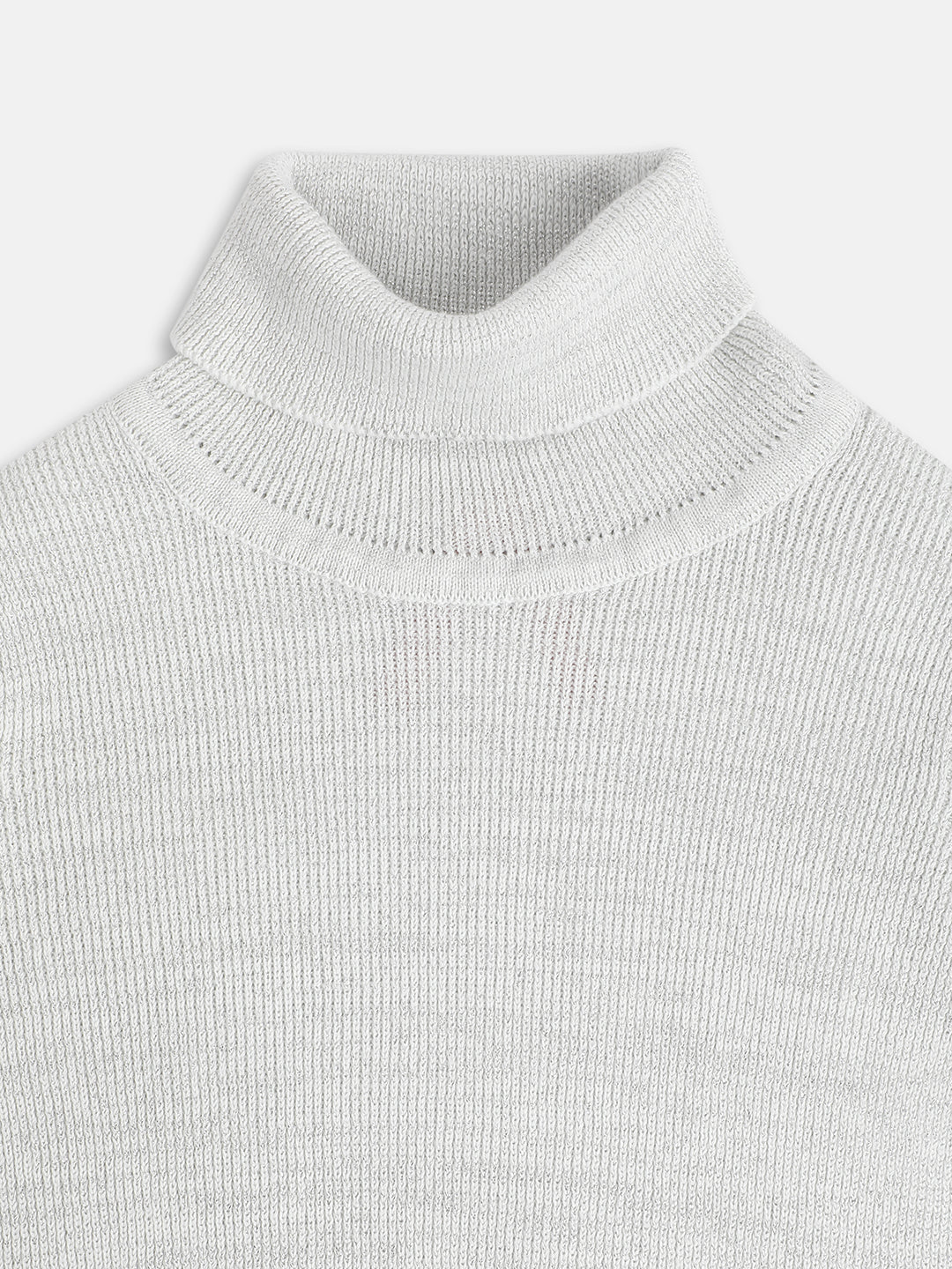 Blue Giraffe Girls White Solid Turtle Neck Sweater