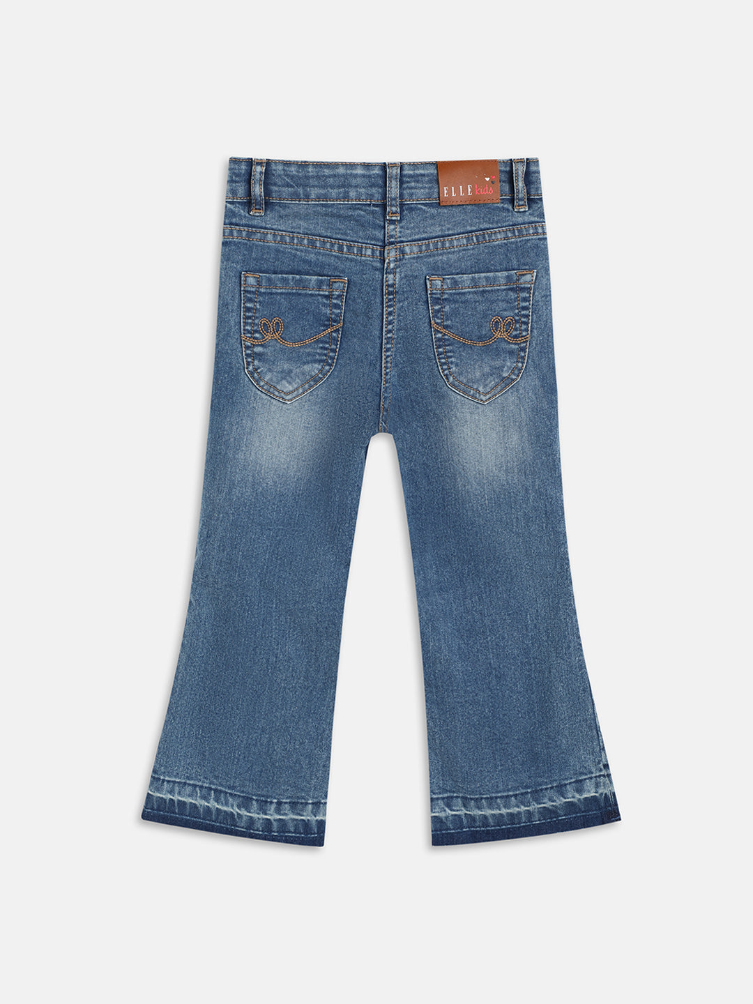 Elle Kids Girls Blue Solid Bootcut Jeans