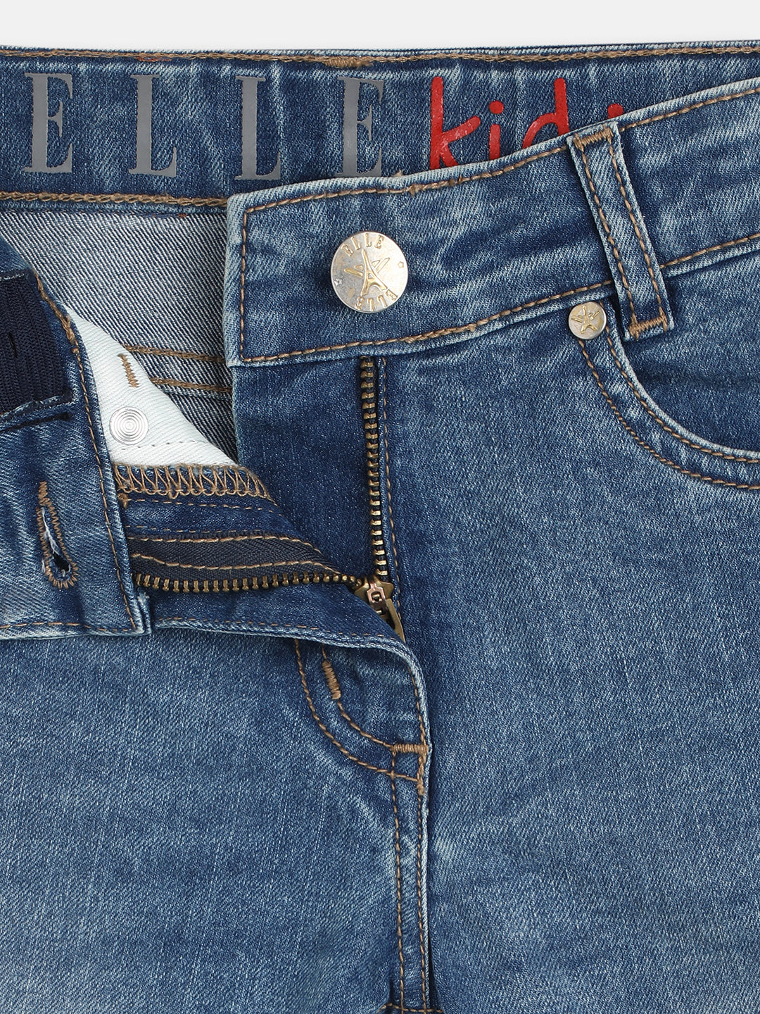 Elle Kids Girls Blue Solid Bootcut Jeans