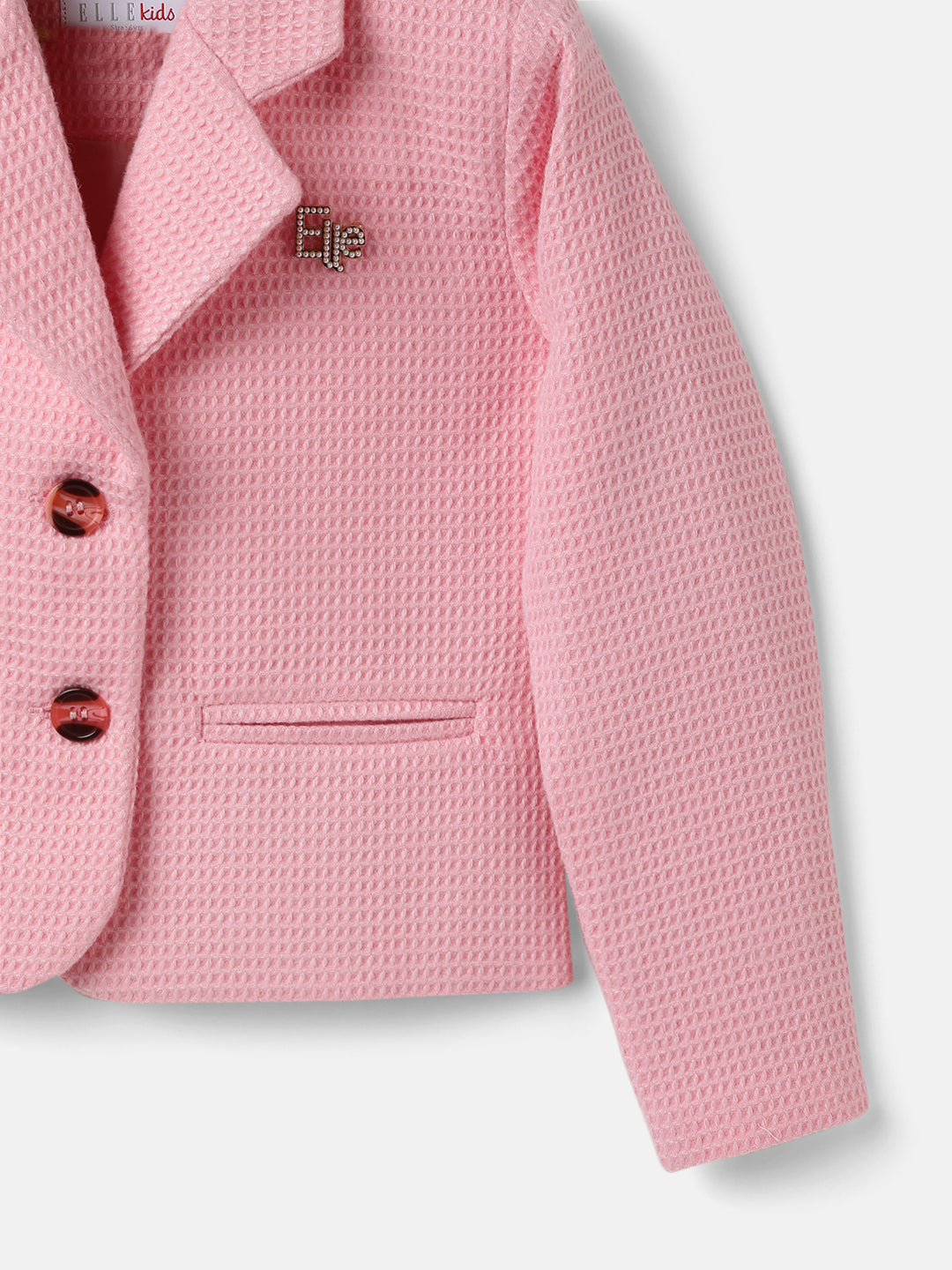 Elle Girls Solid Notched Lapel Full Sleeves Blazer