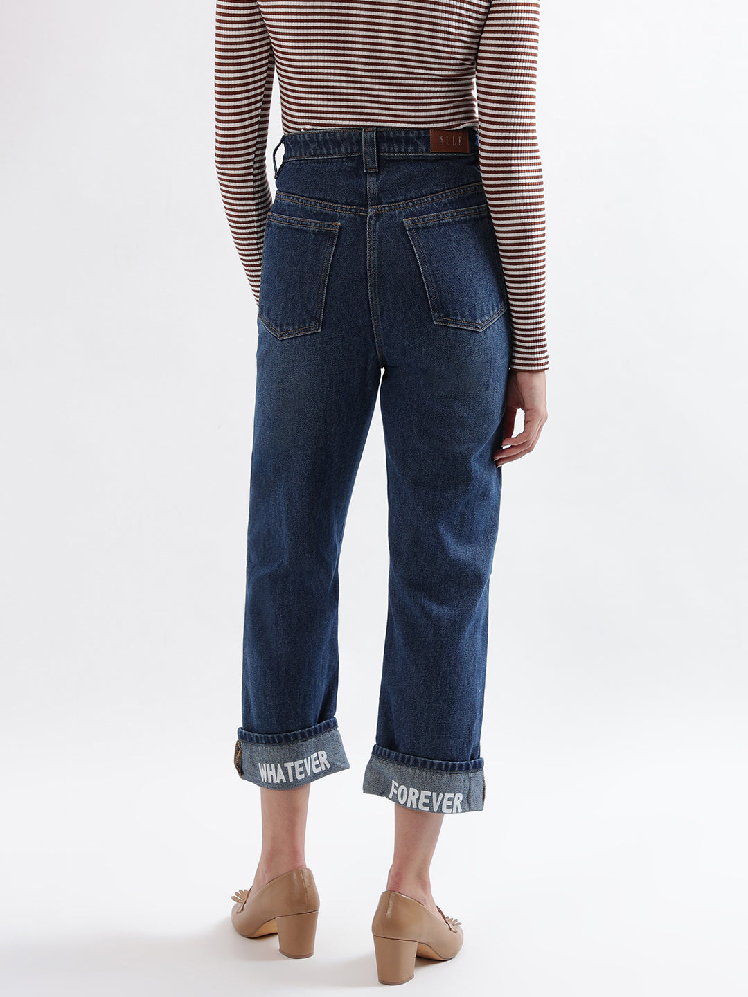 Elle Women Blue Solid Straight Fit Jeans