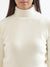 Elle Women White  Solid High Neck Sweater