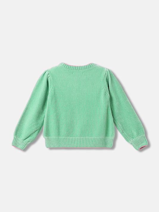 Elle Girls Embroidered Round Neck Full Sleeves Sweater