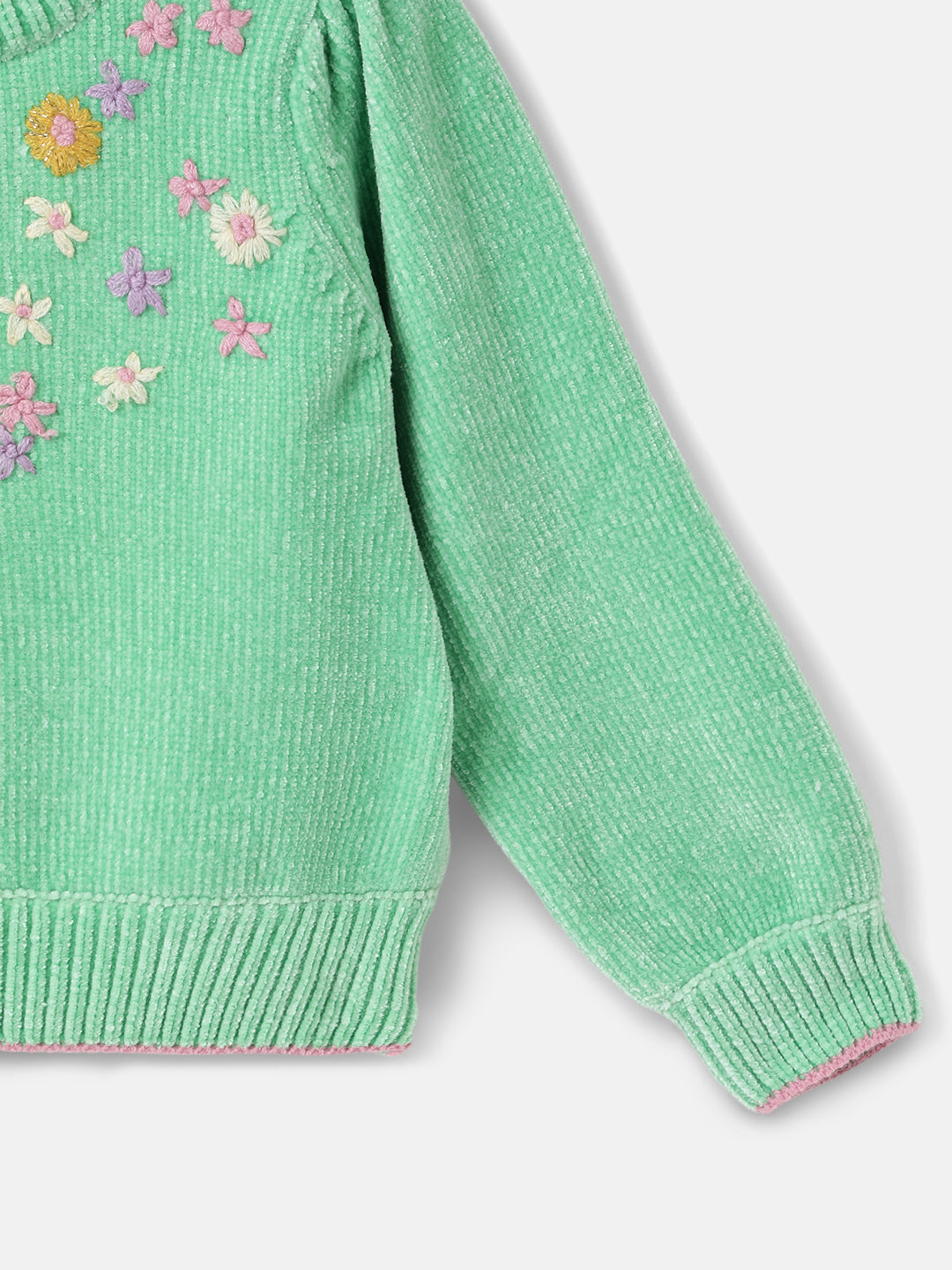 Elle Girls Embroidered Round Neck Full Sleeves Sweater