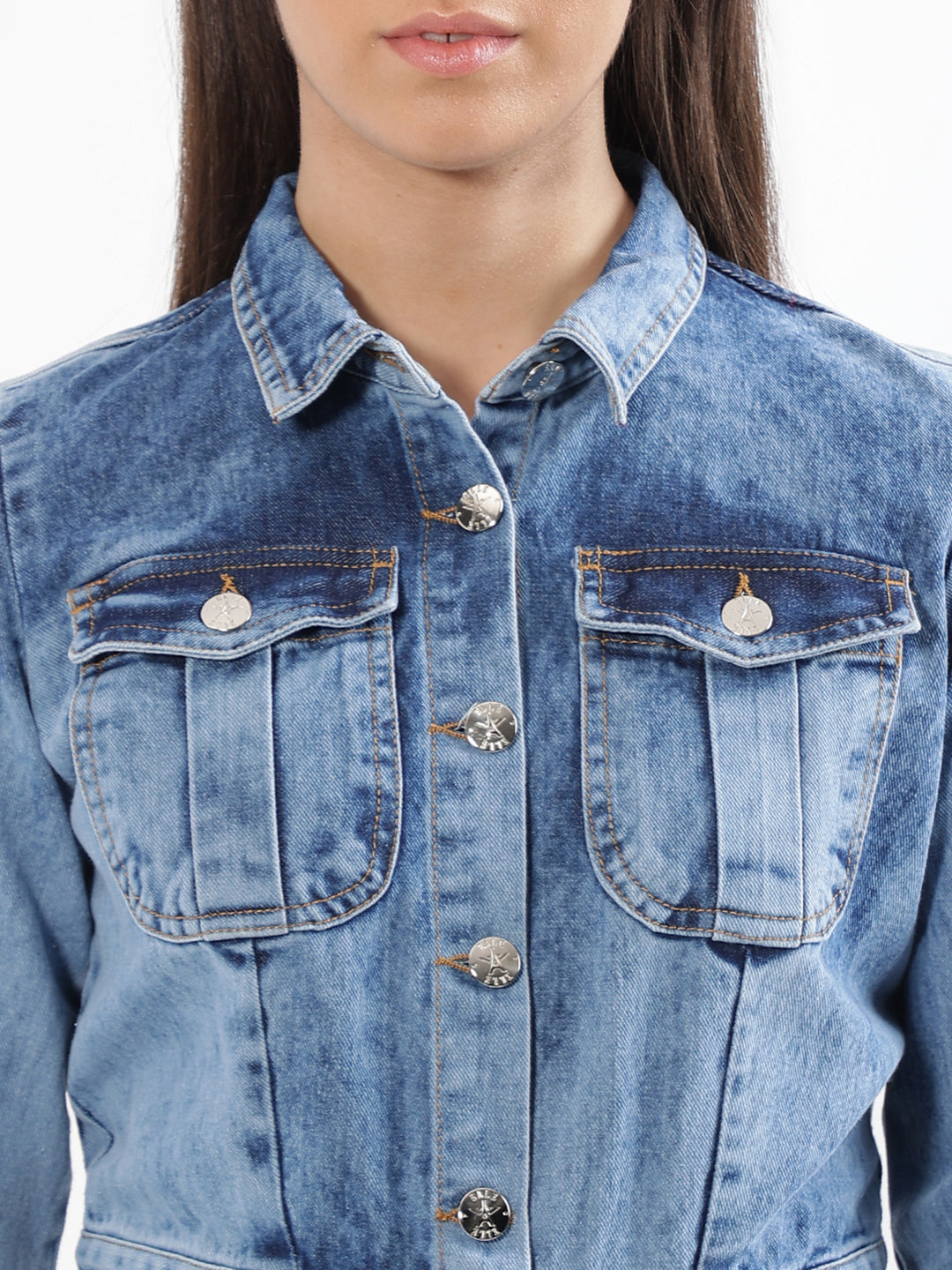 Elle Women Blue Solid Collar Jumpsuit