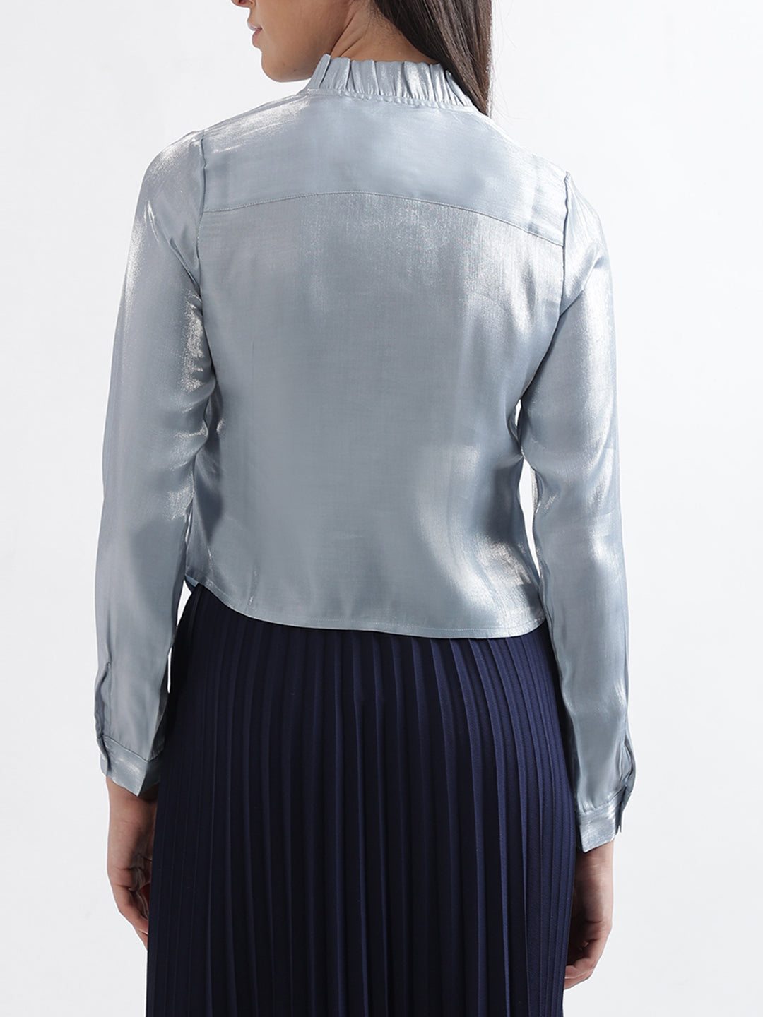 Centre Stage Women Grey Solid Collar Top