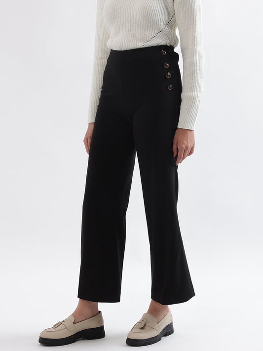 Centre Stage Women Black Solid Flared Trouser