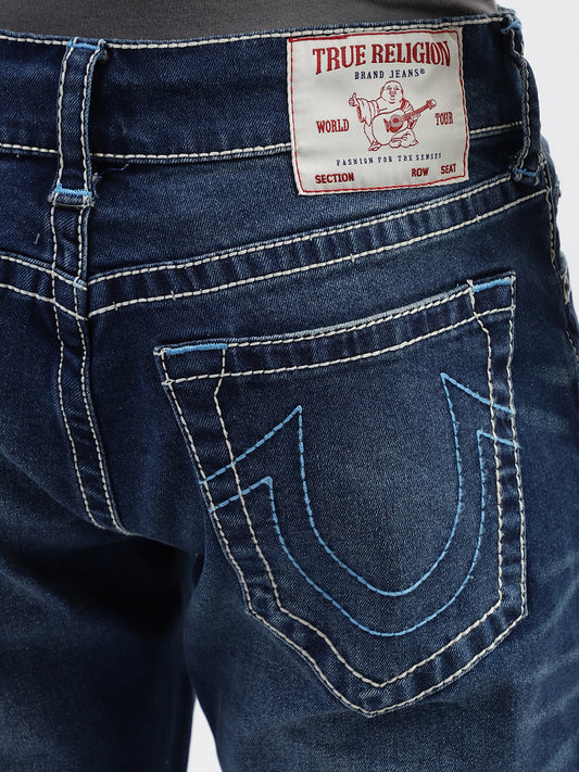 True Religion Men Blue Washed Straight Fit Jeans