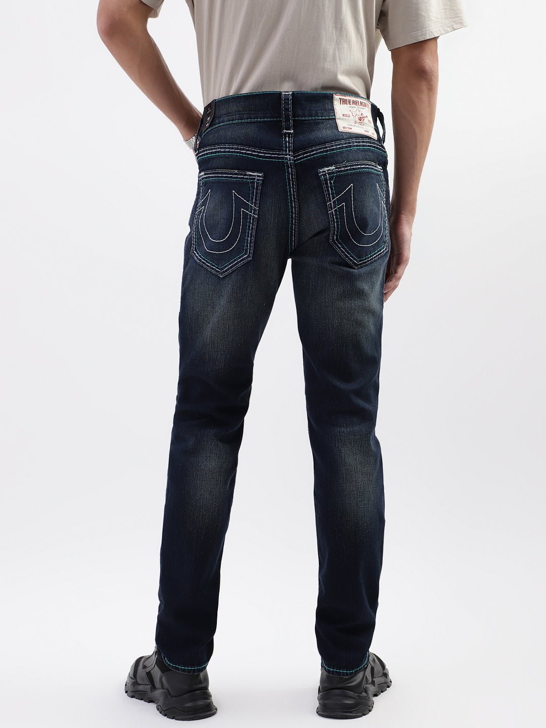 True Religion Men Blue Washed Skinny Jeans