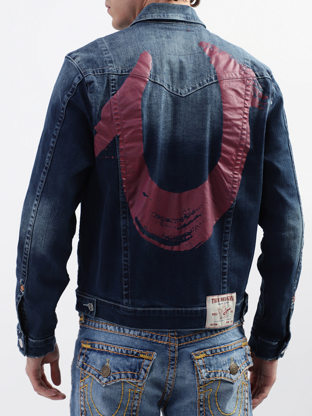 True Religion Men Blue Printed Collar Jacket
