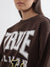 True Religion Women Brown Printed Round Neck Sweatshirt