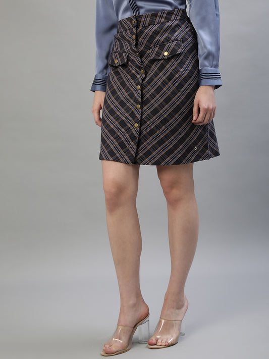 Iconic Women Multi Checked Regular Fit Skirt