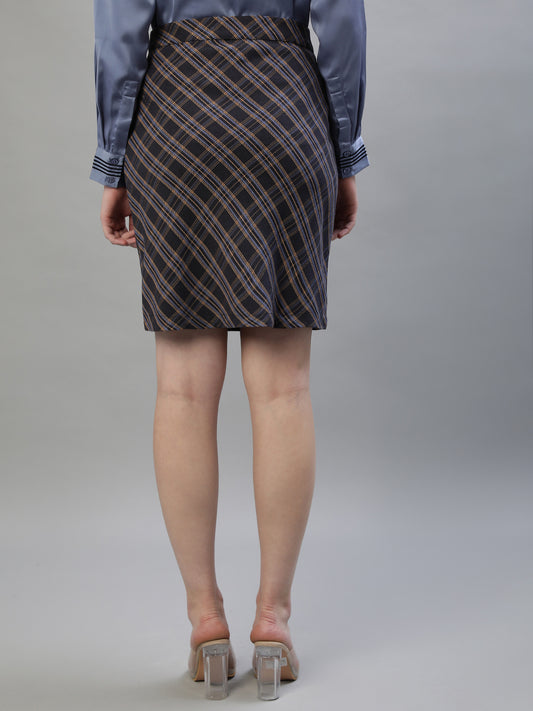 Iconic Women Multi Checked Regular Fit Skirt