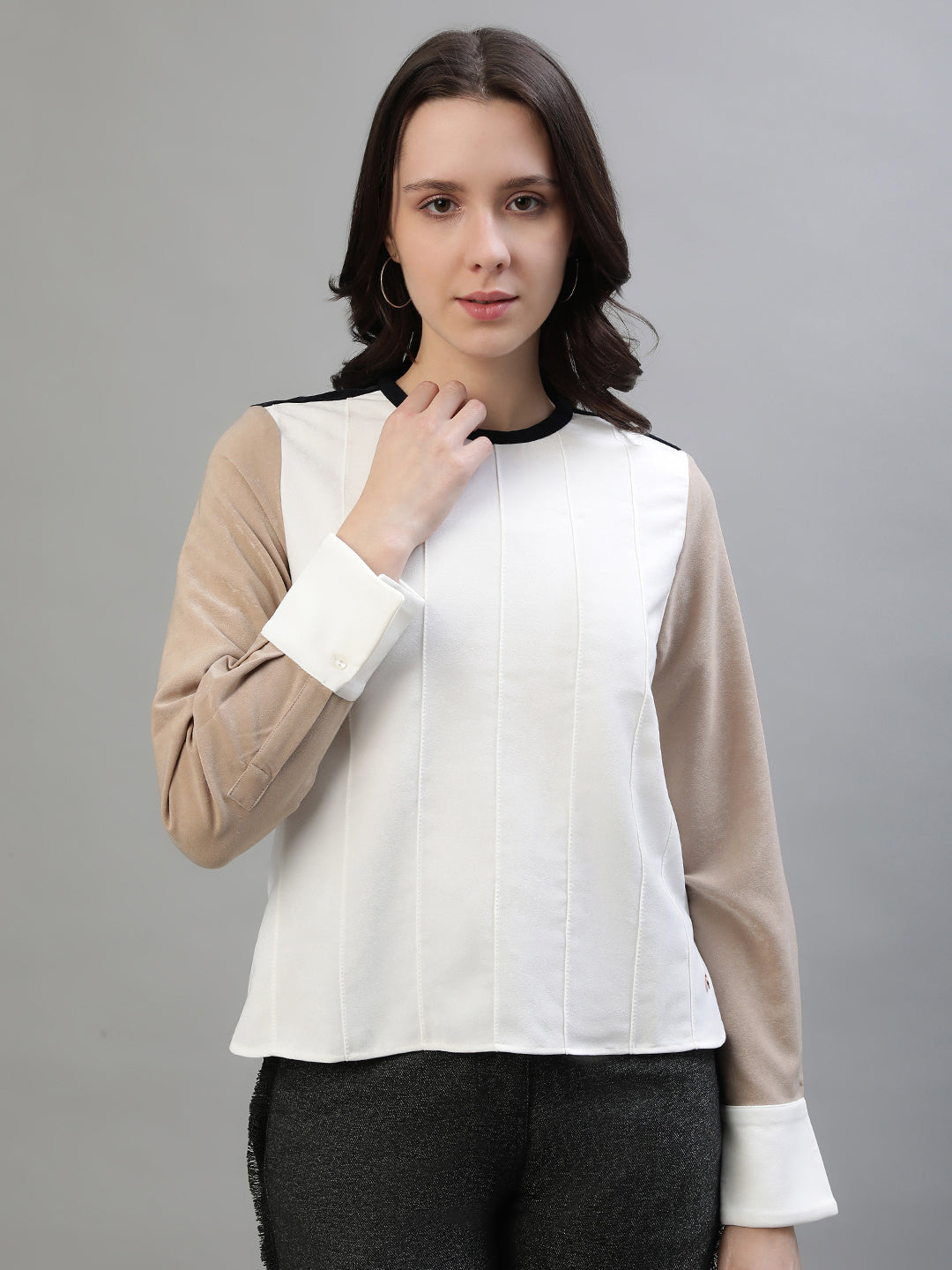 Shop Iconic Women Multi Color Blocked Round Neck Top Online – Iconic India