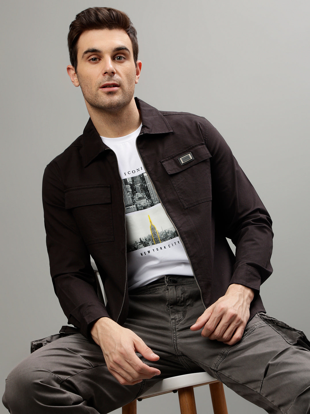 Iconic Black Fashion Regular fit Shirt