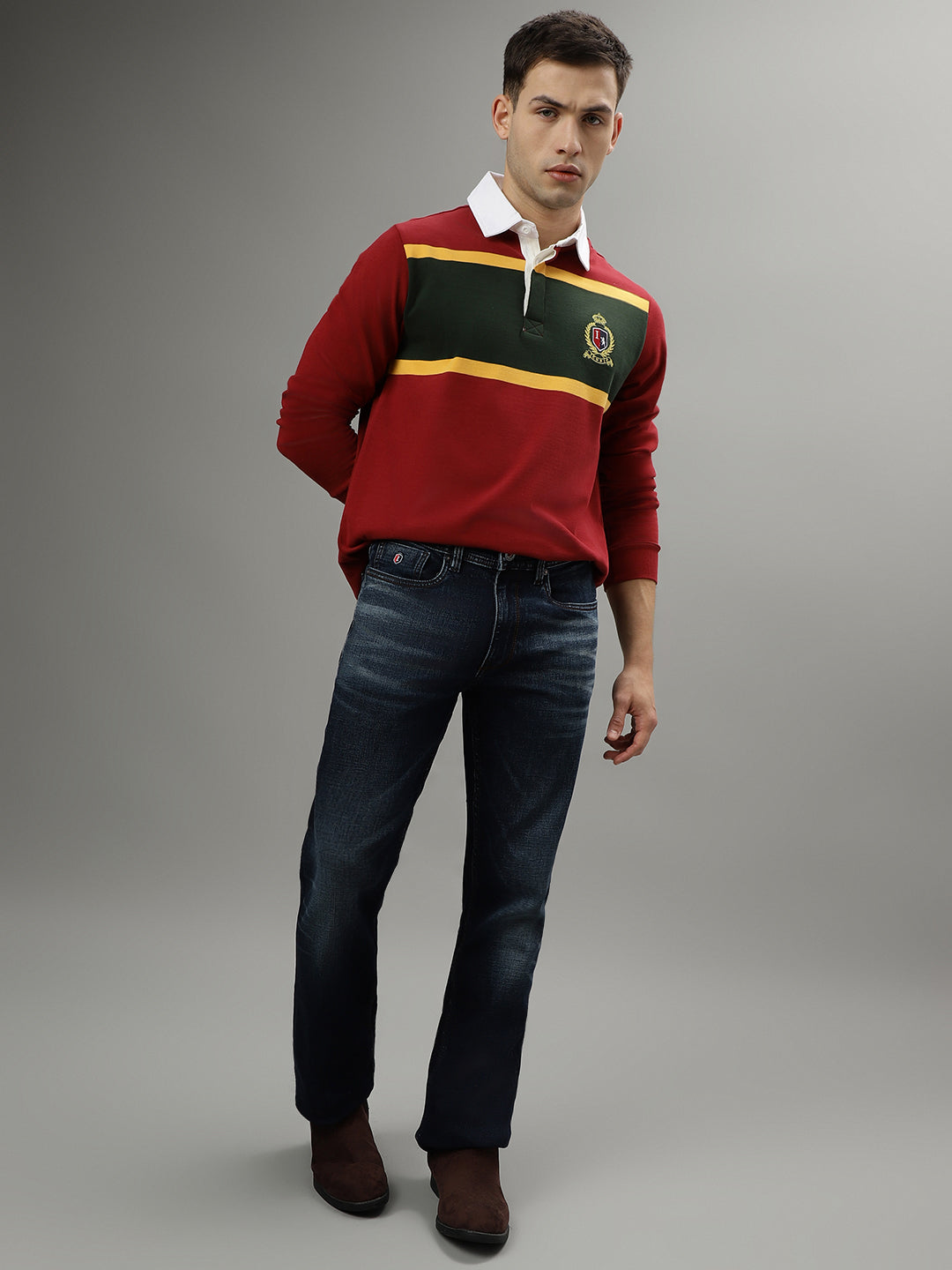 Iconic Men Blue Solid Mid-Rise Bootcut Jeans