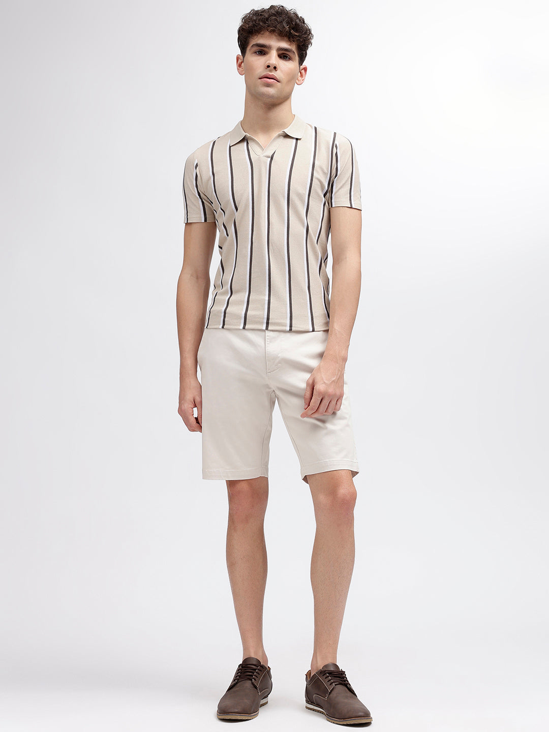 Bruun & Stengade Men Beige Solid Regular Fit Shorts