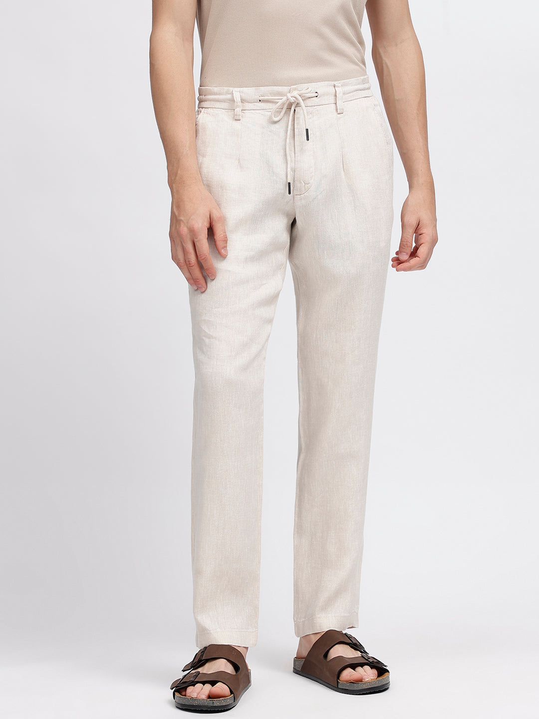 Bruun & Stengade Men Beige Solid Slim Fit Trouser