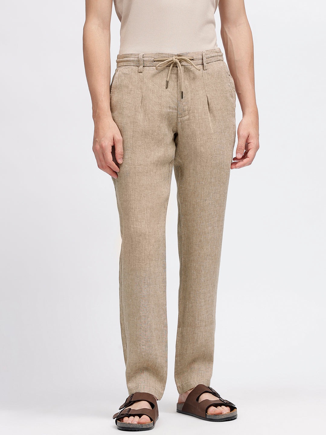 Bruun & Stengade Men Brown Solid Slim Fit Trouser