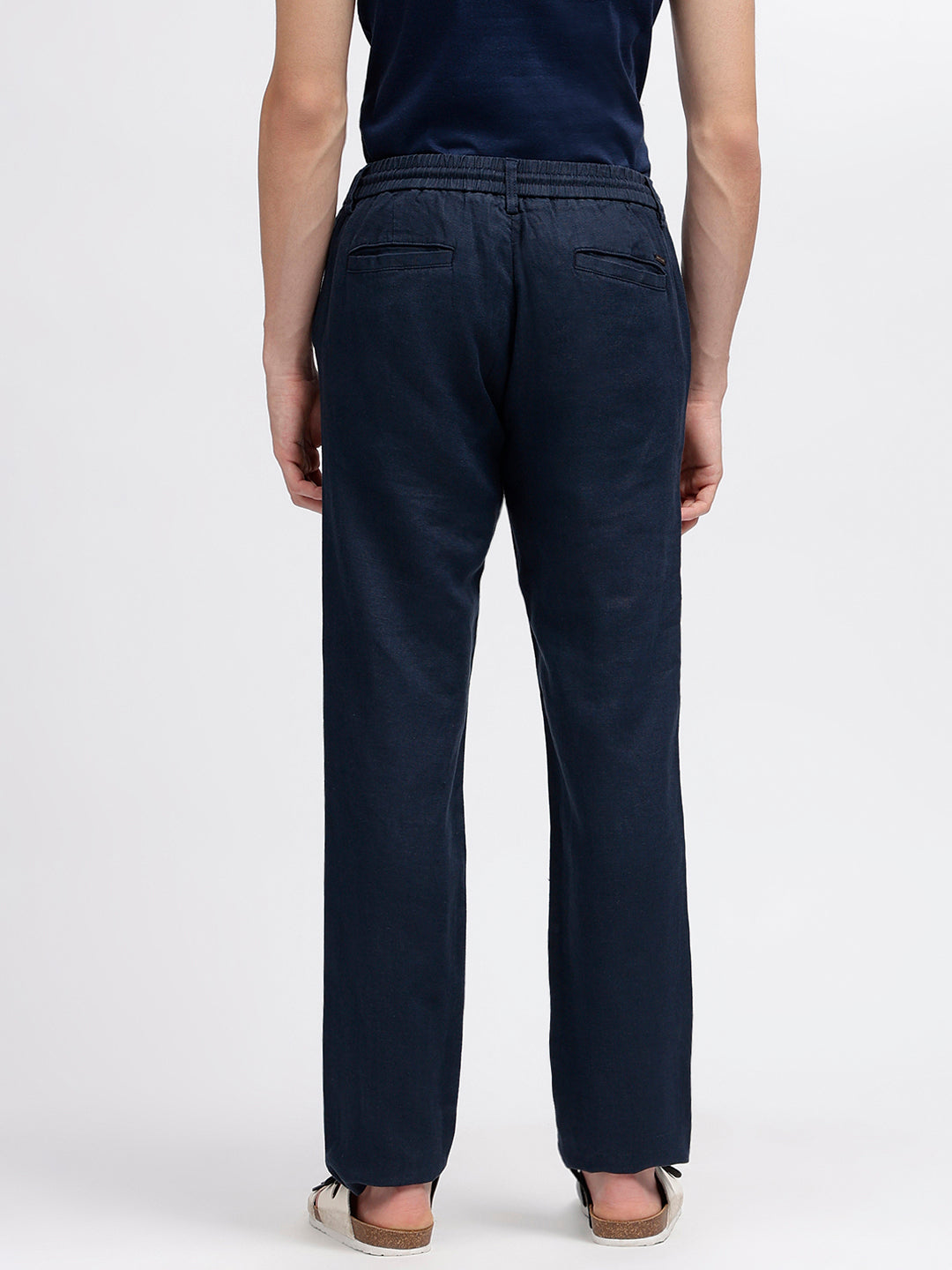 Bruun & Stengade Men Navy Blue Solid Slim Fit Trouser