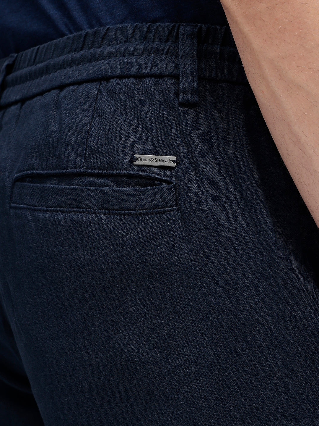 Bruun & Stengade Men Navy Blue Solid Slim Fit Trouser