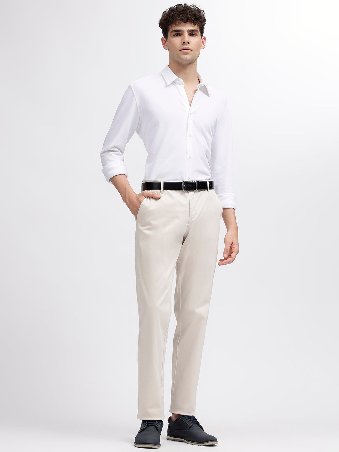 Bruun & Stengade Men White Solid Regular Fit Trouser