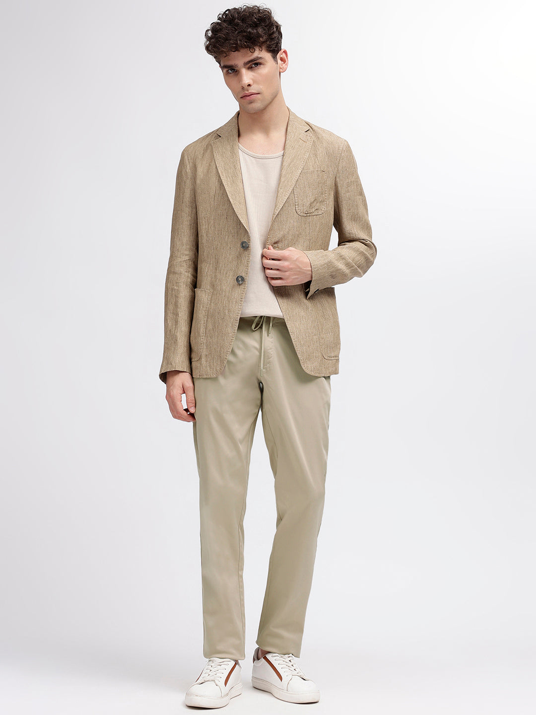 Bruun & Stengade Men Beige Solid Regular Fit Trouser