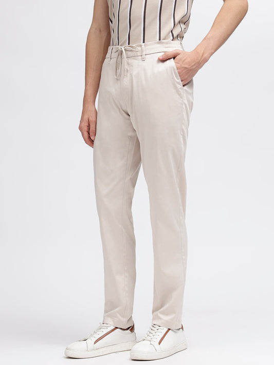 Bruun & Stengade Men White Solid Regular Fit Trouser