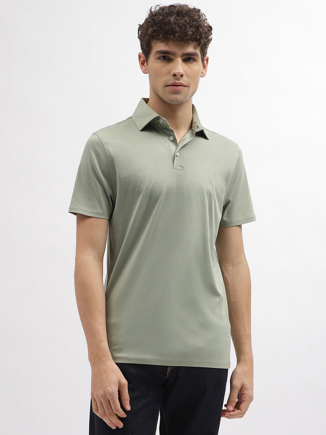 Bruun & Stengade Men Green Solid Polo Collar Short Sleeves Tshirt