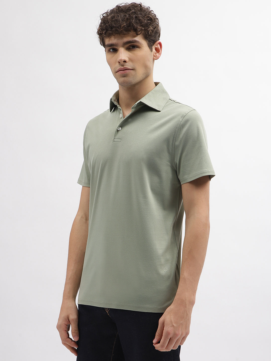 Bruun & Stengade Men Green Solid Polo Collar Short Sleeves Tshirt