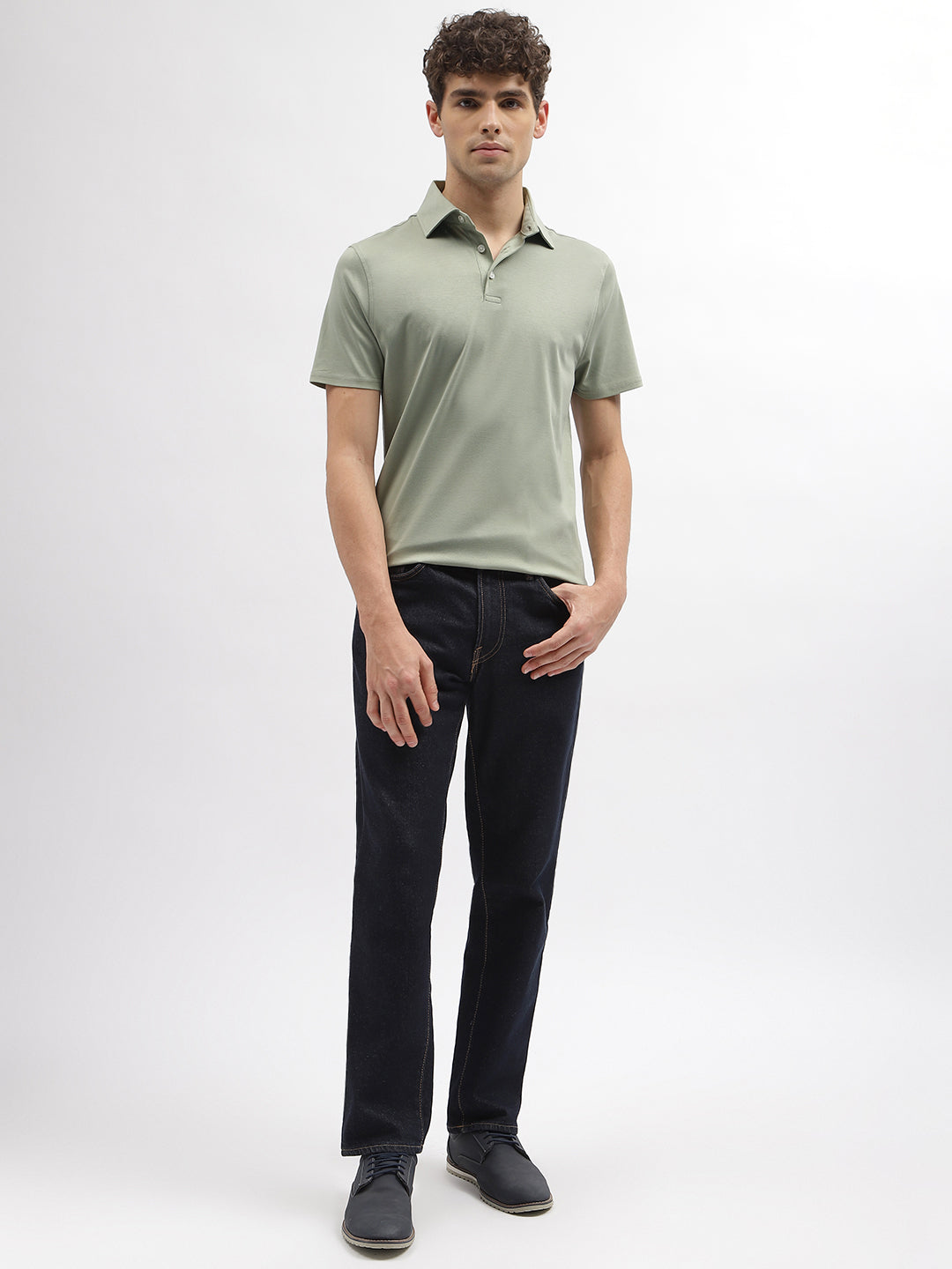 Bruun & Stengade Men Green Solid Polo Collar Short Sleeves Tshirt