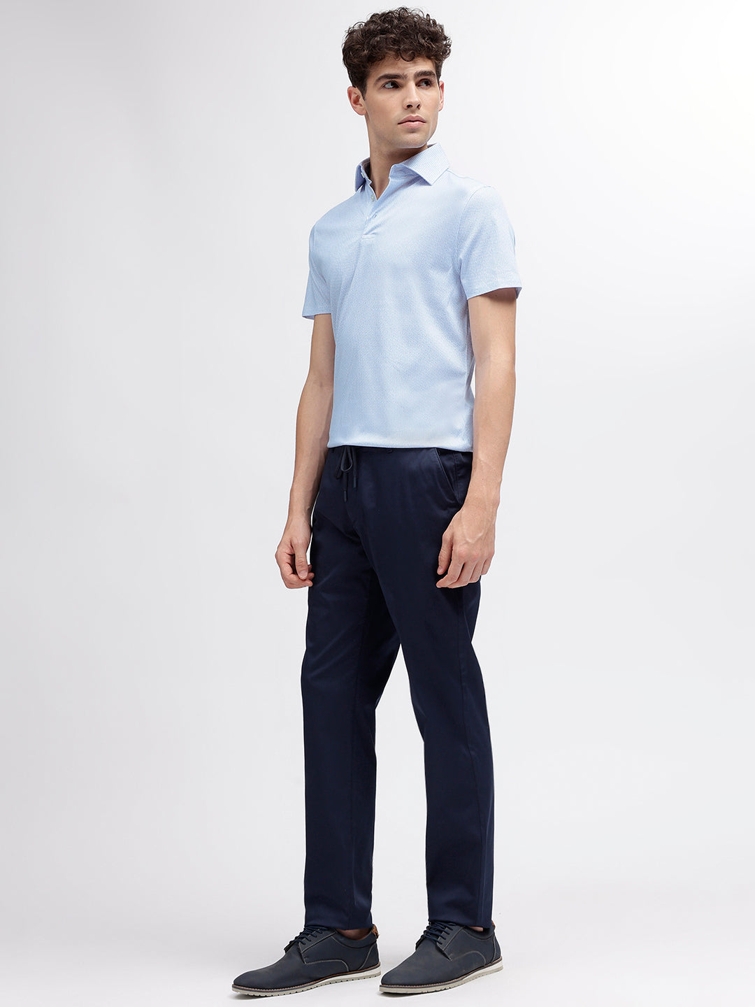 Bruun & Stengade Men Blue Solid Polo Collar Short Sleeves T-Shirt