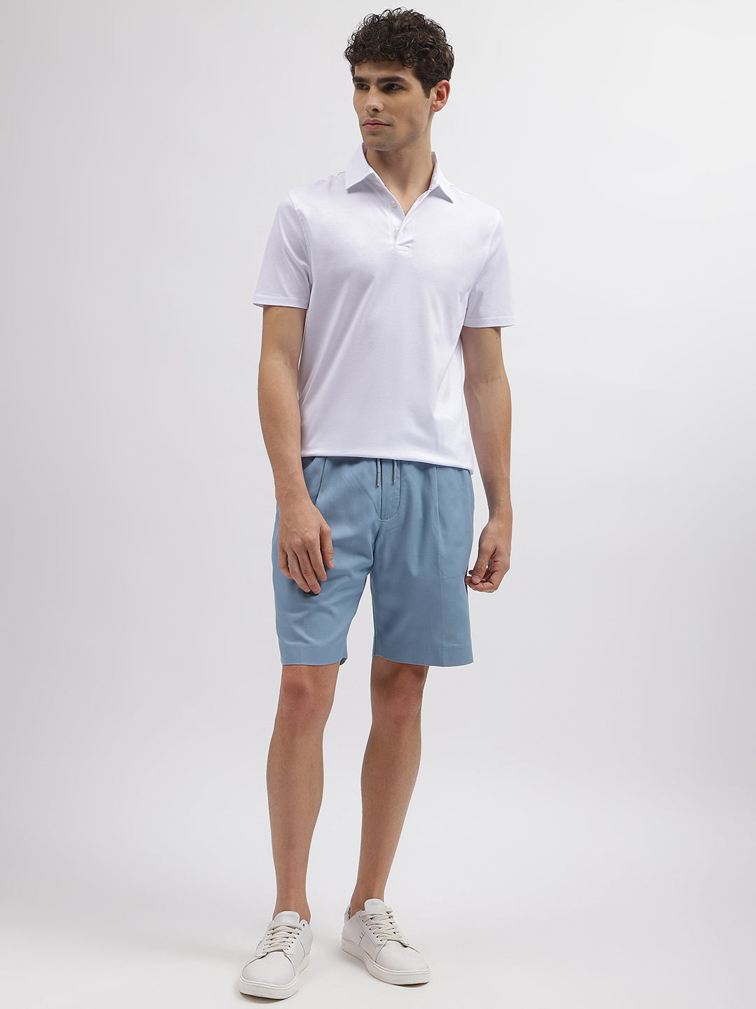 Bruun & Stengade Men White Solid Polo Collar Short Sleeves Tshirt