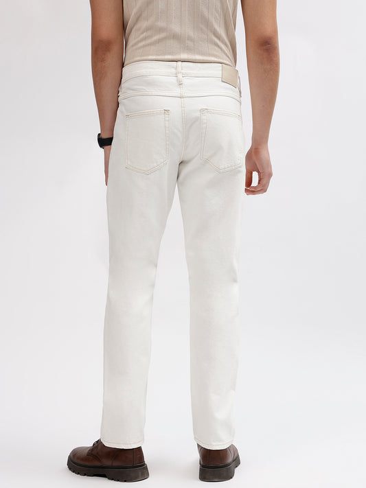 Lindbergh Men White Solid Oversized Mid-Rise Jeans