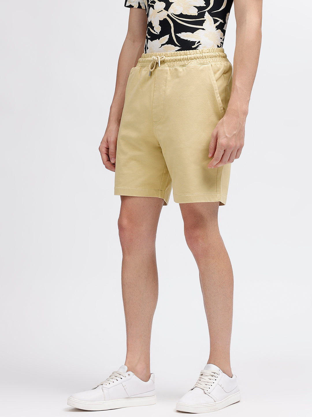 Lindbergh Men Khaki Solid Regular Fit Shorts