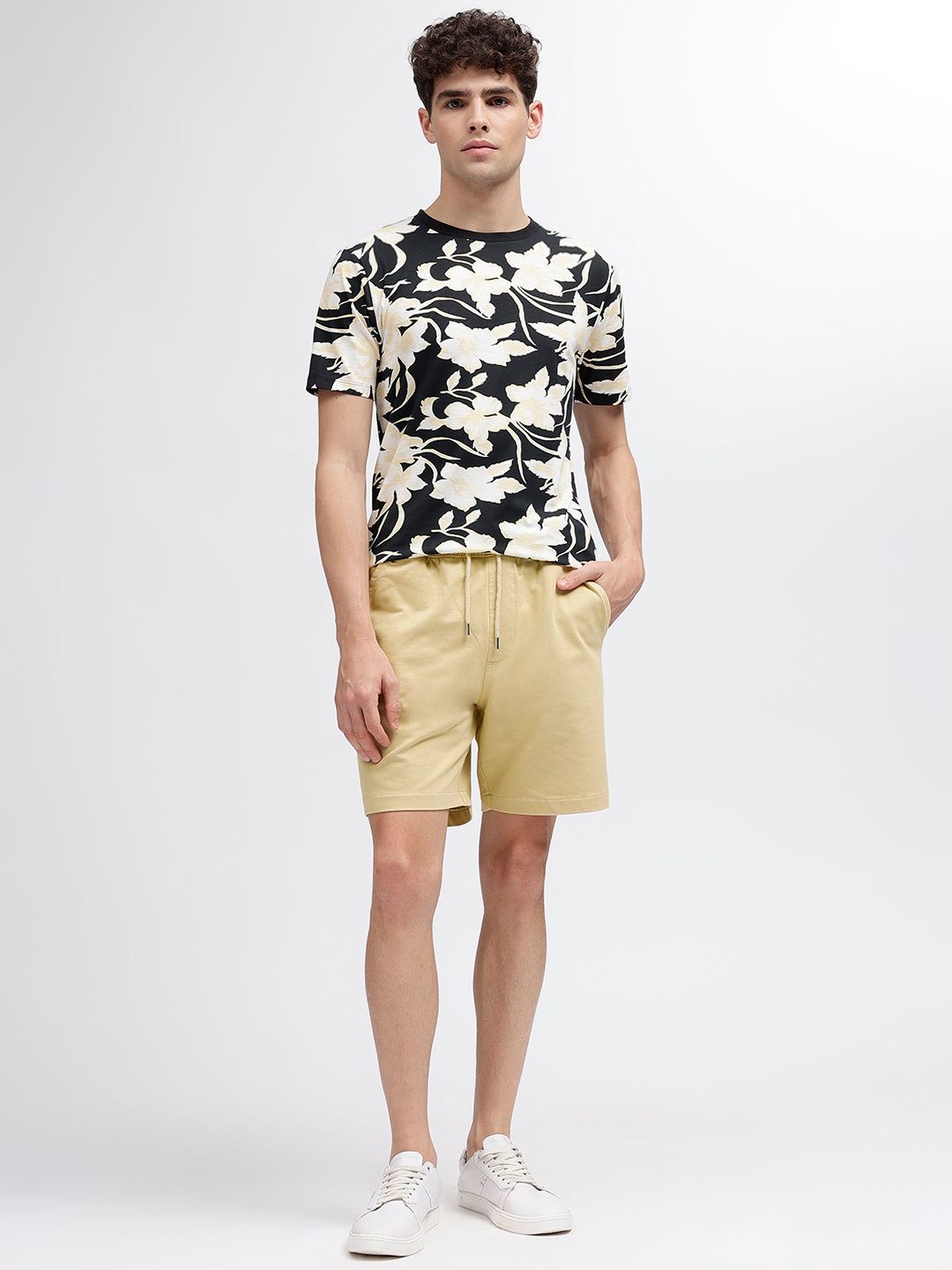 Lindbergh Men Khaki Solid Regular Fit Shorts