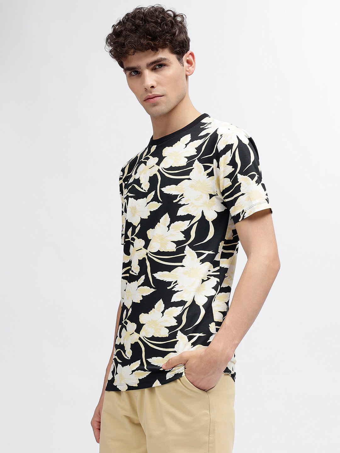 Lindbergh Men Black Printed Round Neck Short Sleeves T-Shirt