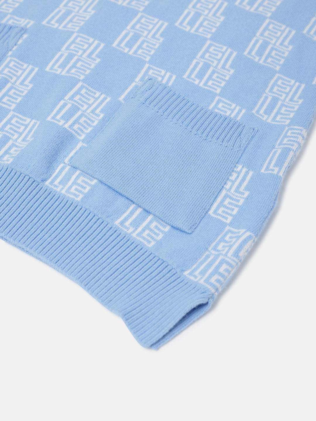 Elle Girls Blue Checked Round Neck Sleeveless Tshirt