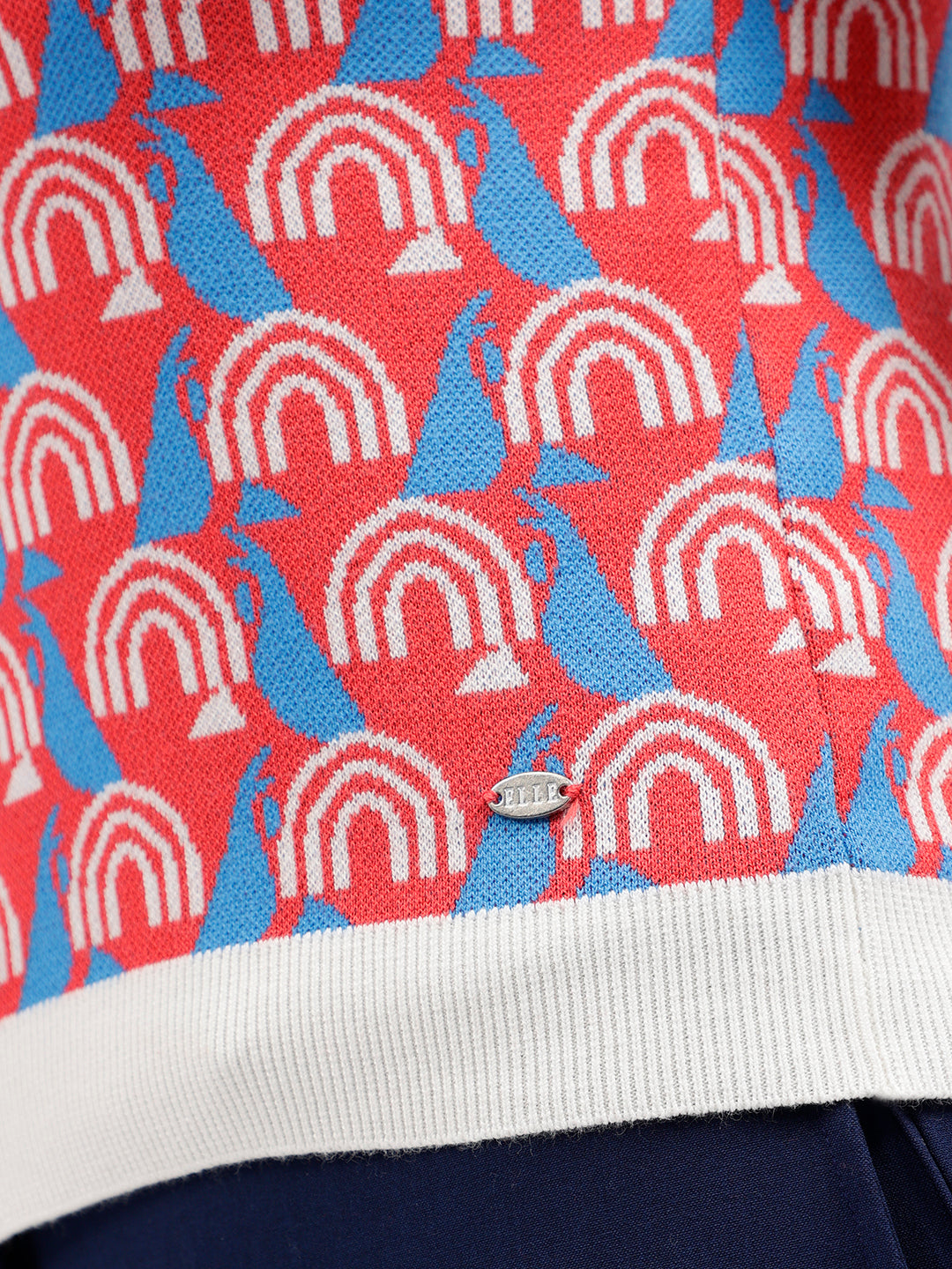 Elle Women Multi Color Printed Polo Collar Short Sleeves Tshirt