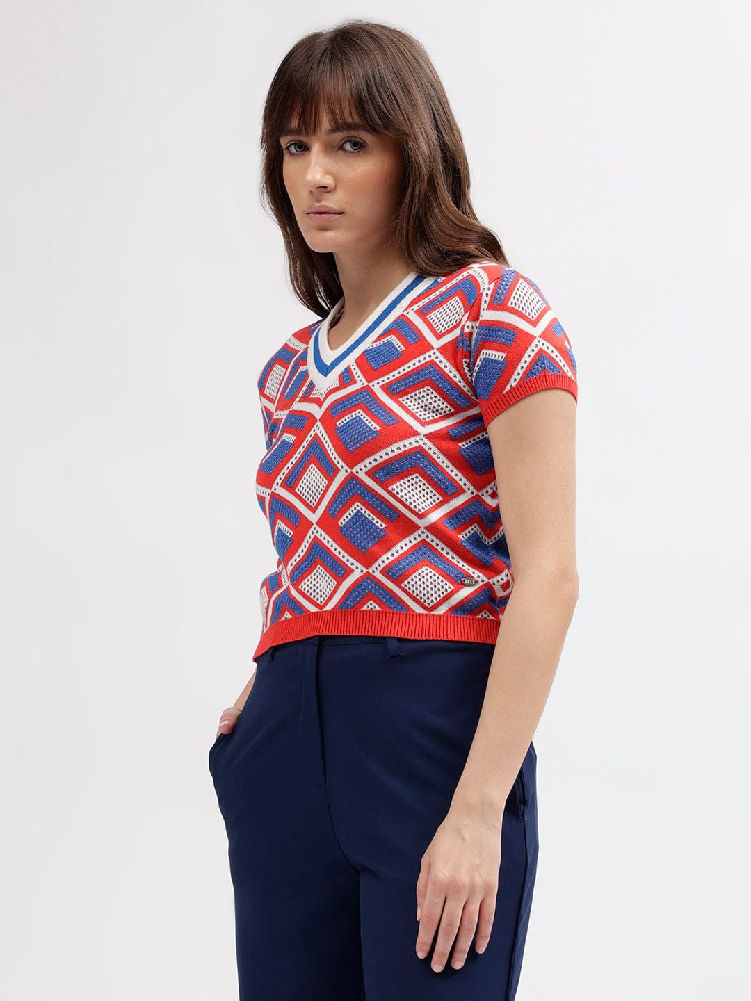 Elle Women Multi Crew Neck Tshirt