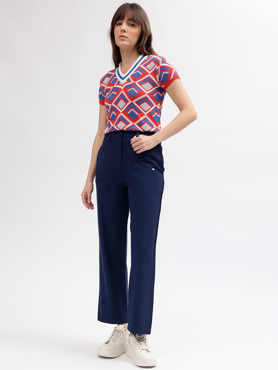 Elle Women Multi Crew Neck Tshirt