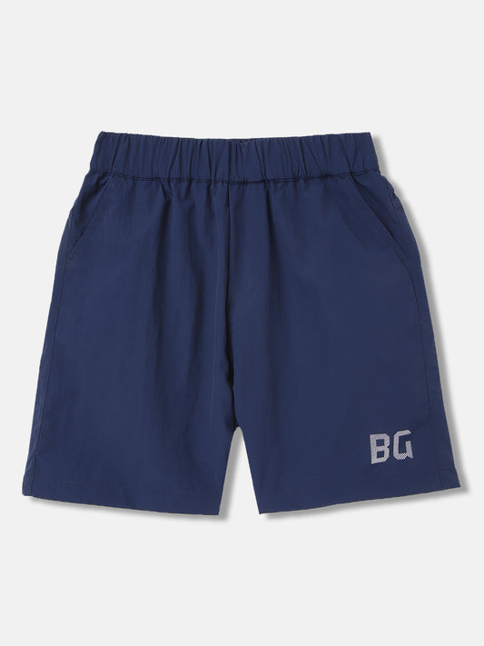 Blue Giraffe Boys Navy Blue Solid Regular Fit Mid-Rise Shorts