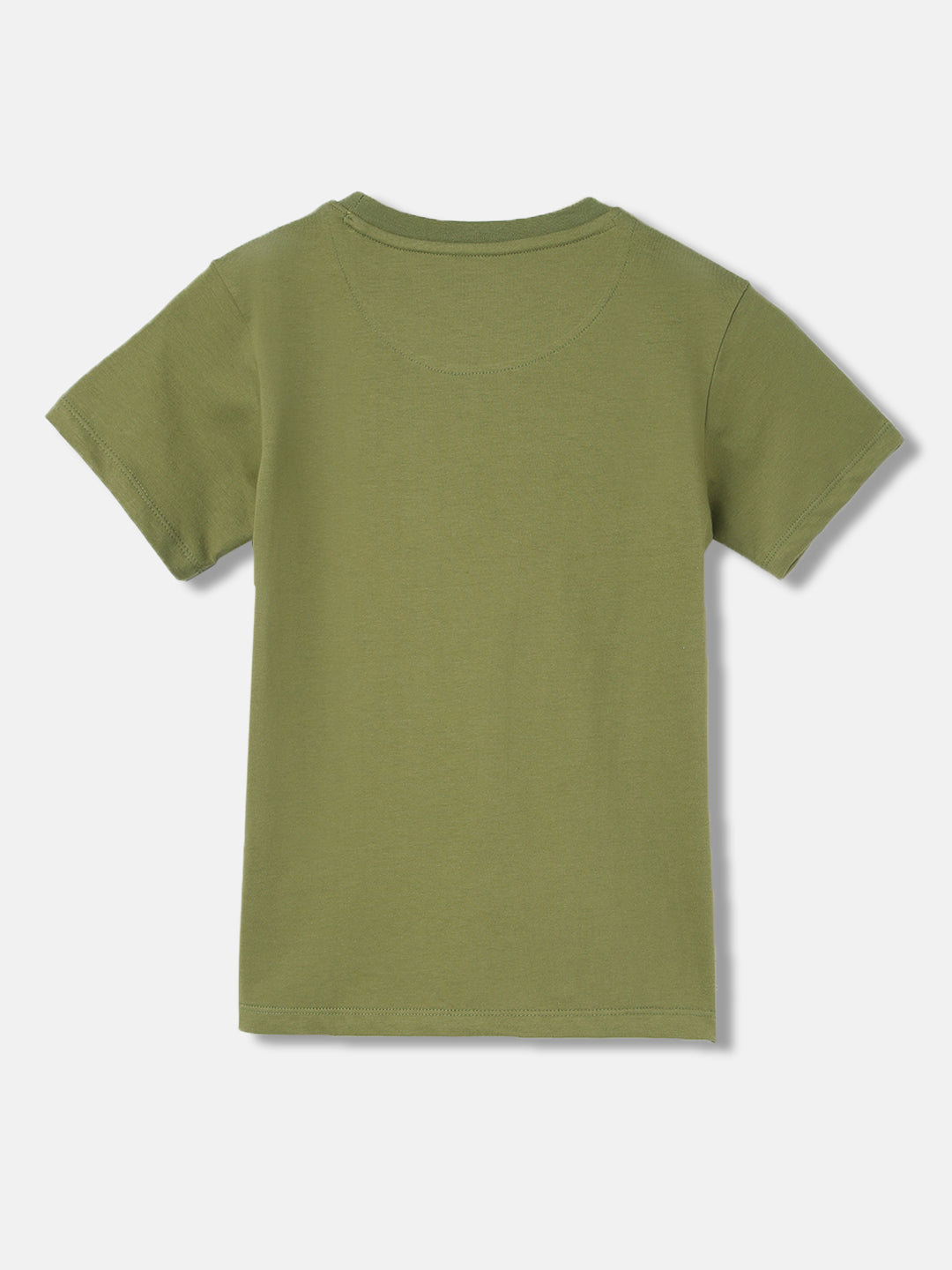 Blue Giraffe Boys Olive Solid Round Neck Short Sleeves T-Shirt