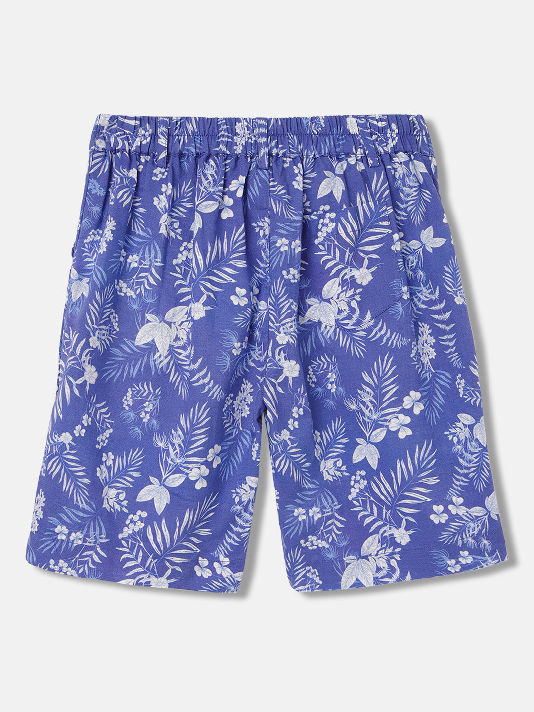Blue Giraffe Boys Blue Printed Regular Fit Mid-Rise Shorts