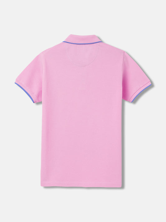 Blue Giraffe Boys Pink Solid Polo Collar Short Sleeves T-Shirt