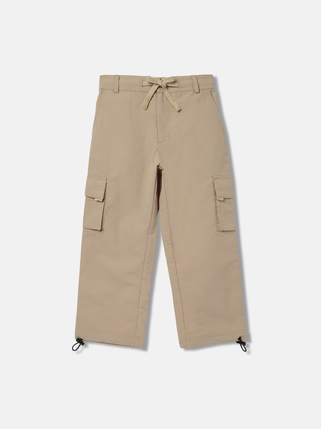 Blue Giraffe Boys Beige Solid Regular Fit Mid-Rise Trouser